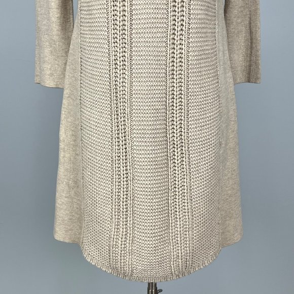 Vince Camuto Beige Tan Cowl Neck Midi Sweater Knit Dress size Small - Picture 4 of 11